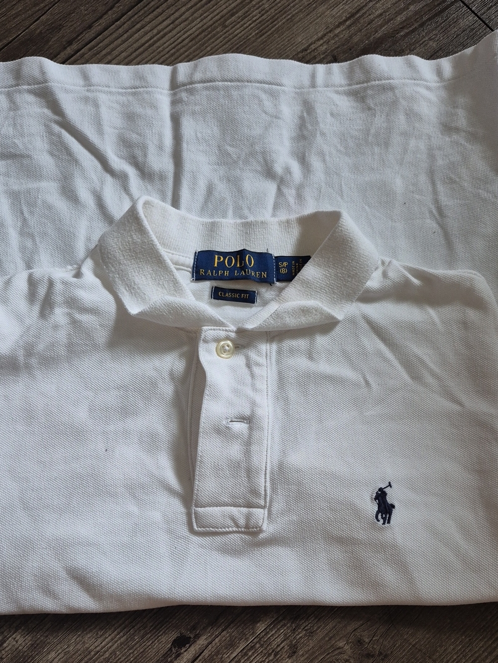 Ralph Lauren White Polo with Navy Logo